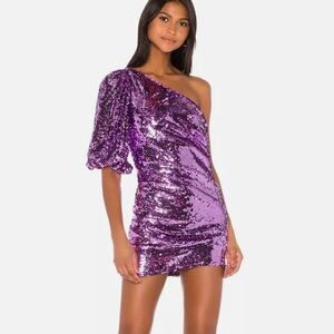 For Love and Lemons Madeleine one-shoulder sequin mini Dress Small